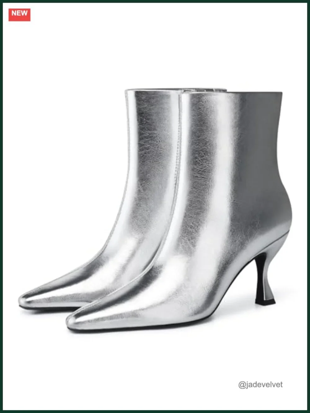 Women Kitten Ankle Boots Pointed Toe Side Zip PU Leather Bootie